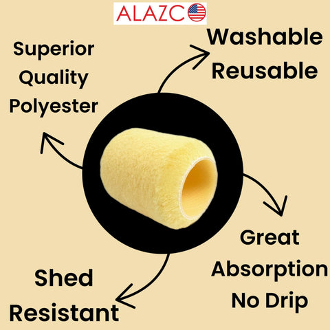 ALAZCO no-shed 3-inch roller refill ideal for precise trim and cabinets.