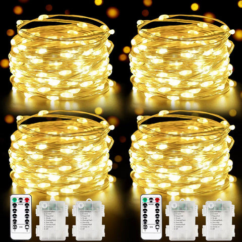 Albelt 4-pack 100 LED fairy lights with remote for easy ambient control.