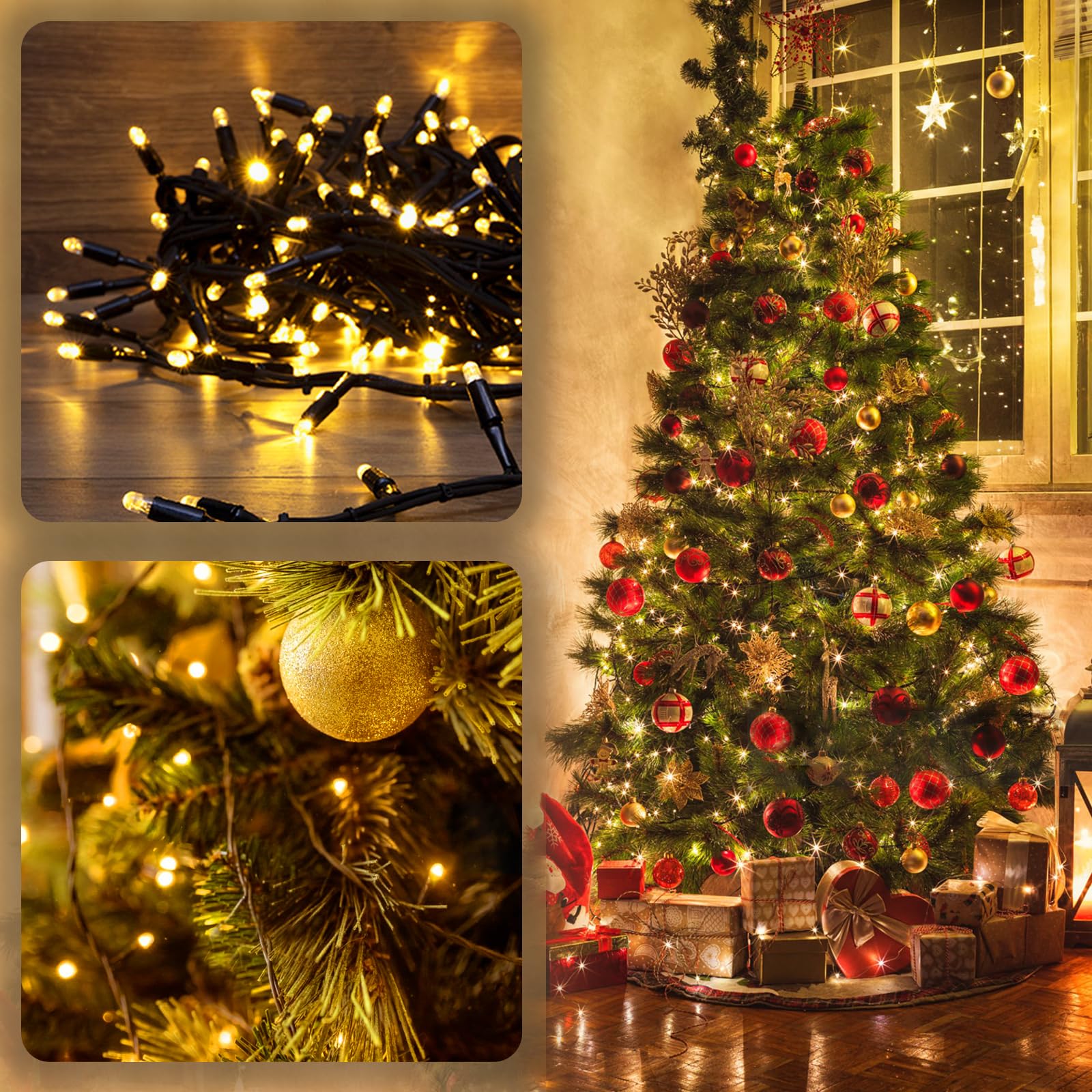 Albelt tree-decor solar string lights brighten branches with soft twinkling glow.