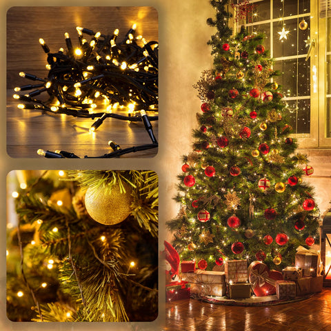 Albelt tree-decor solar string lights brighten branches with soft twinkling glow.
