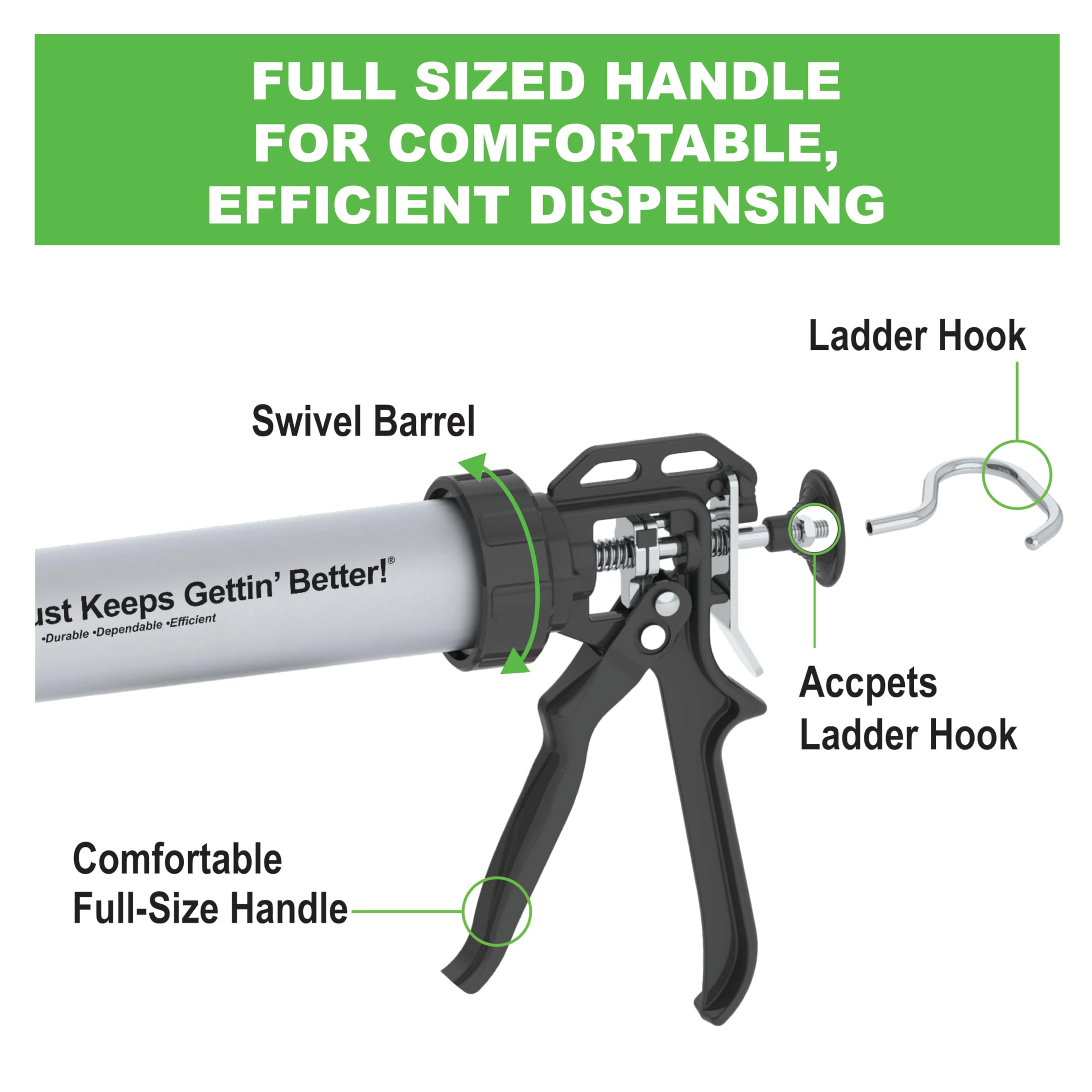 Albion B12S20 dispensing action demonstrates smooth 12:1 thrust and controlled flow