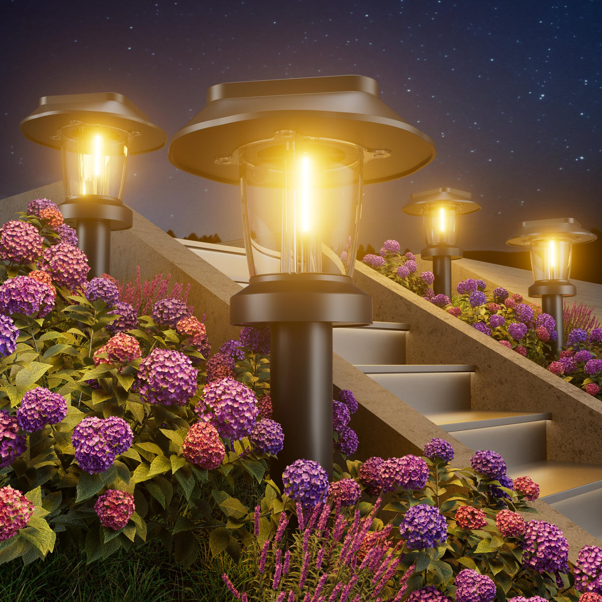 ALEPOD solar pathway light with warm glow for safe, inviting walkways.