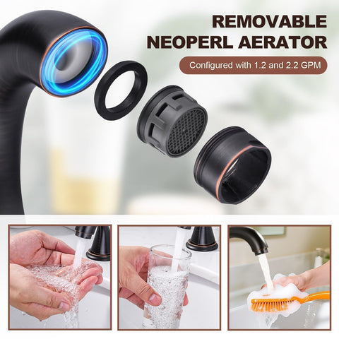Aleasha 1.2 GPM aerator provides dense flow with minimal splash while saving water.