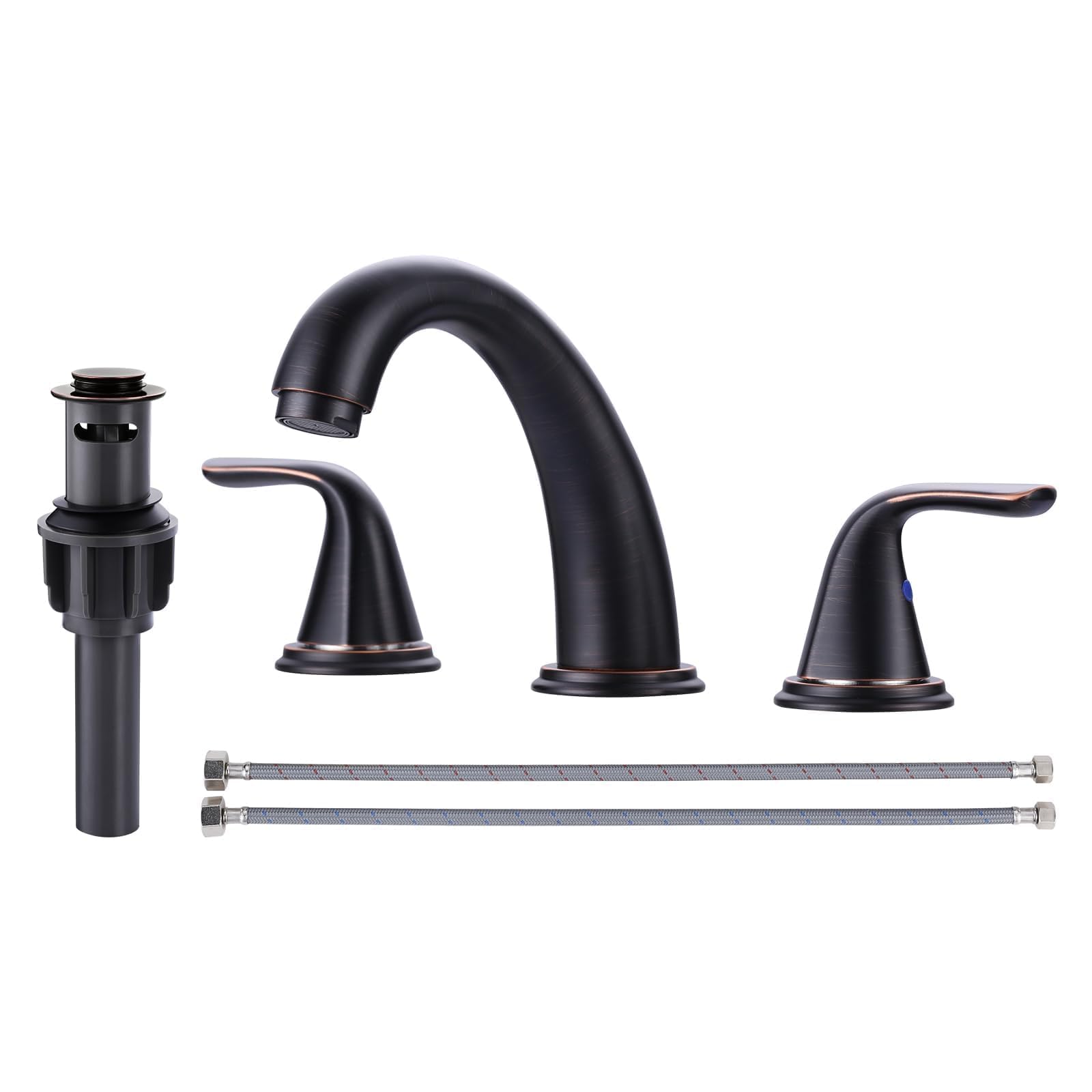 Aleasha bathroom faucet 3 hole widespread with oil rubbed bronze resists scratches and rust.