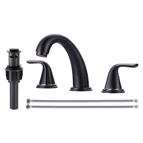 Aleasha bathroom faucet 3 hole widespread with oil rubbed bronze resists scratches and rust.