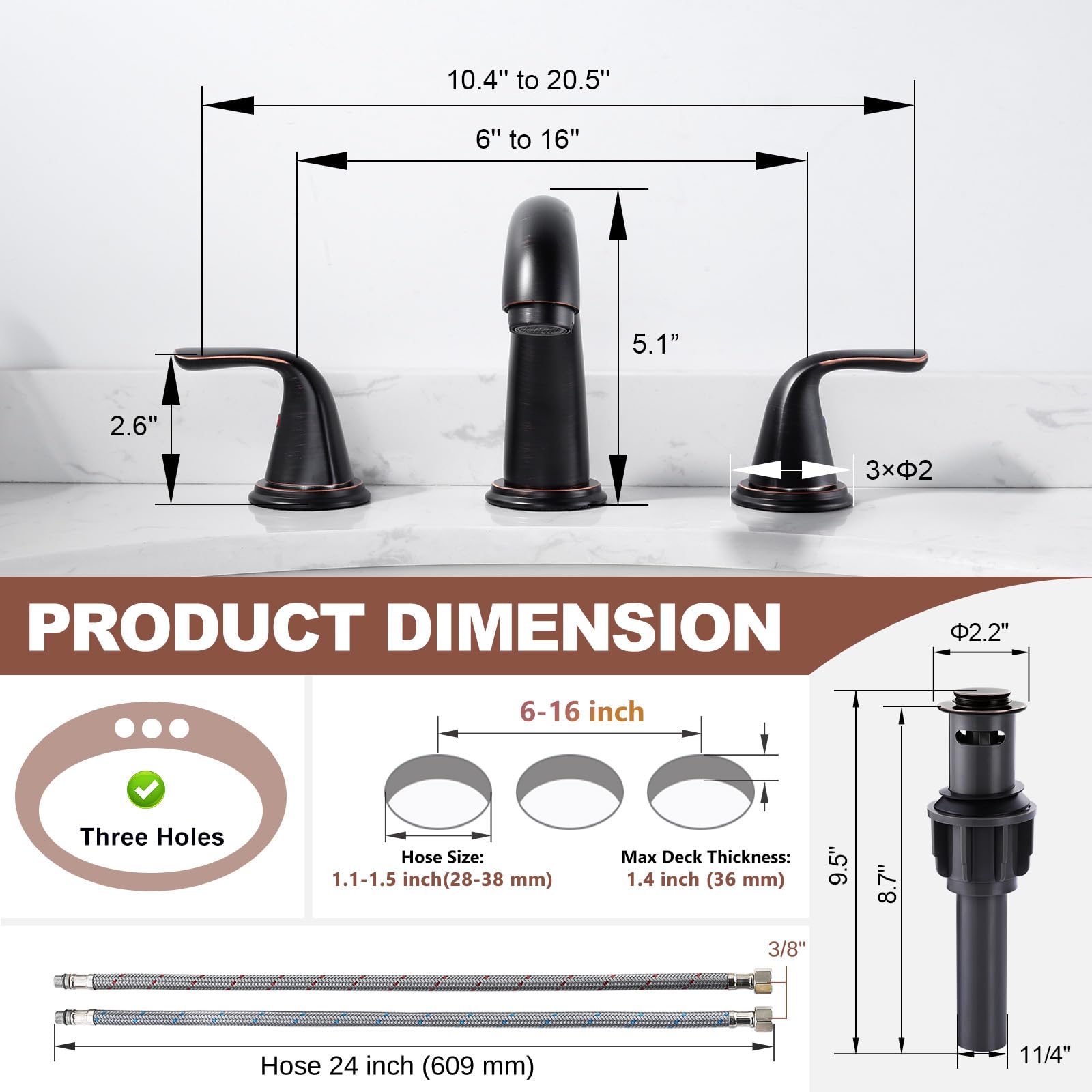 Aleasha bathroom faucet spout height 3-3 inch ensures convenient clearance for sinks.