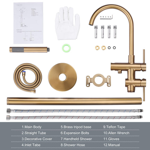 ALEASHA complete freestanding tub filler set ready for installation.