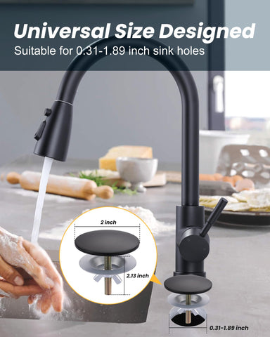 ALEASHA flush deck hole cover demonstrating seamless integration with countertop.