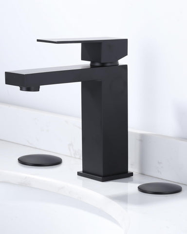 ALEASHA matte black hole cover in kitchen setting showing clean lines.