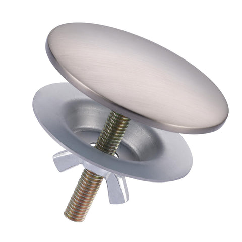 ALEASHA sink hole cover in brushed nickel on sink deck for a clean, seamless look.