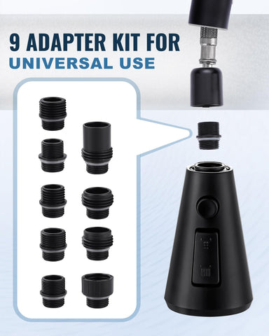 ALEASHA three-function sprayer head delivers stream, spray, and rinse options