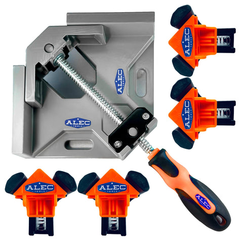 Alec Tools 90 degree clamp front view shows precise alignment capability