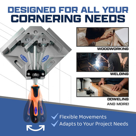 Alec Tools 90 degree clamp jaw detail emphasizes the 3.74 inch width and stable bite