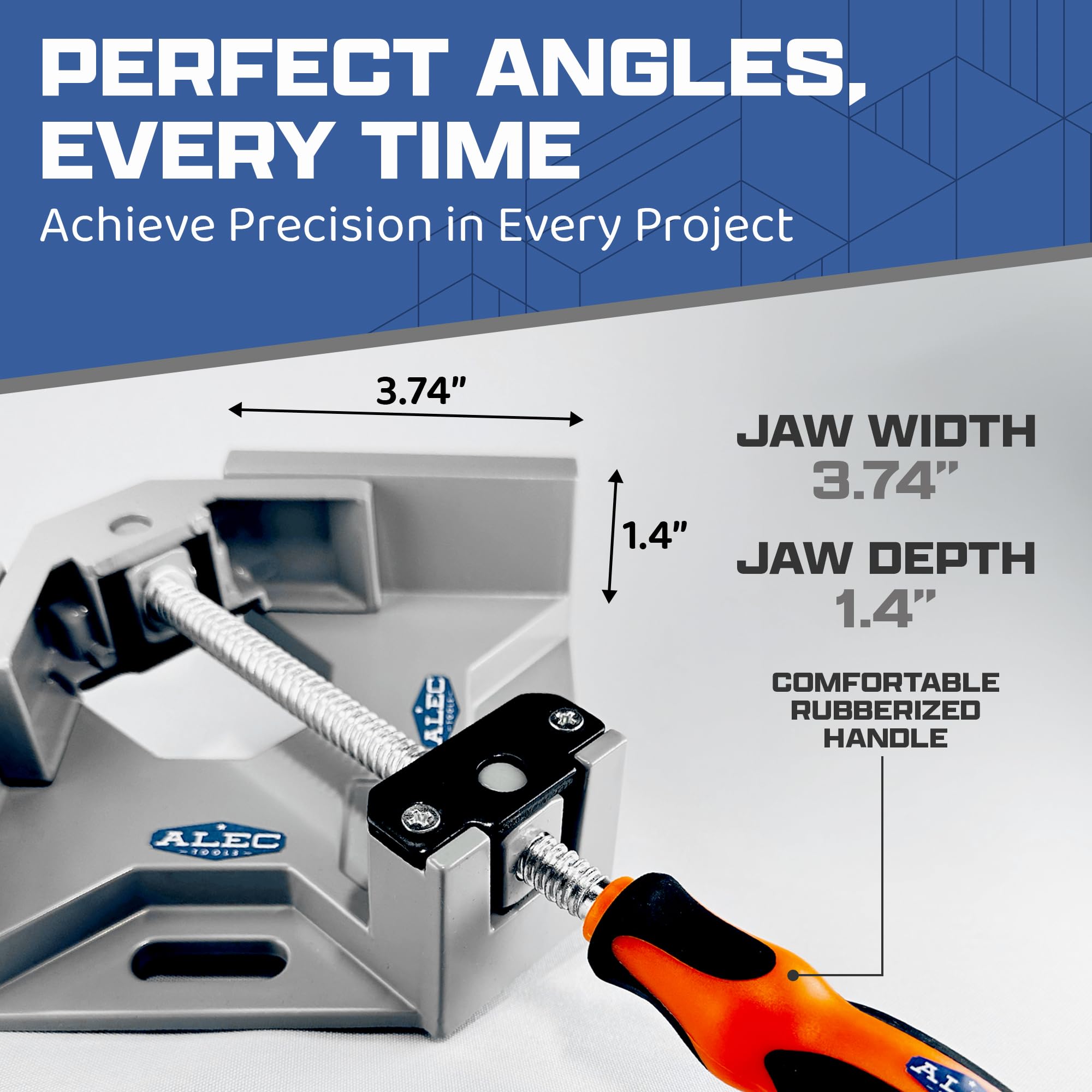 Alec Tools 90 degree clamp side view highlights slim profile for tight spaces