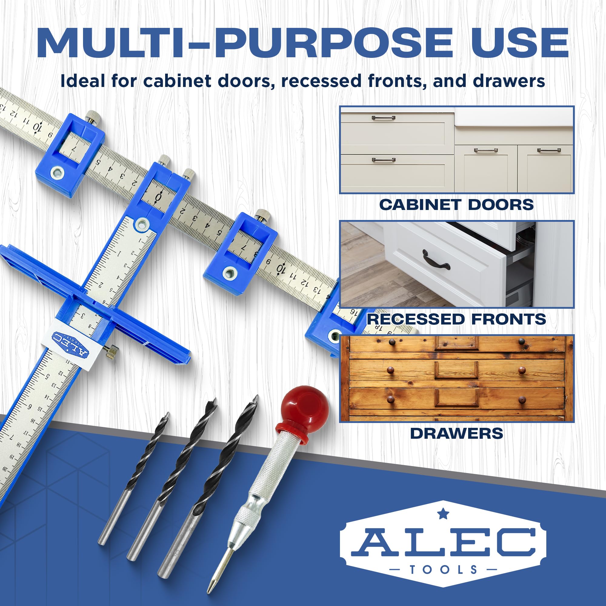 Alec Tools automatic center punch tool for exact starter holes.