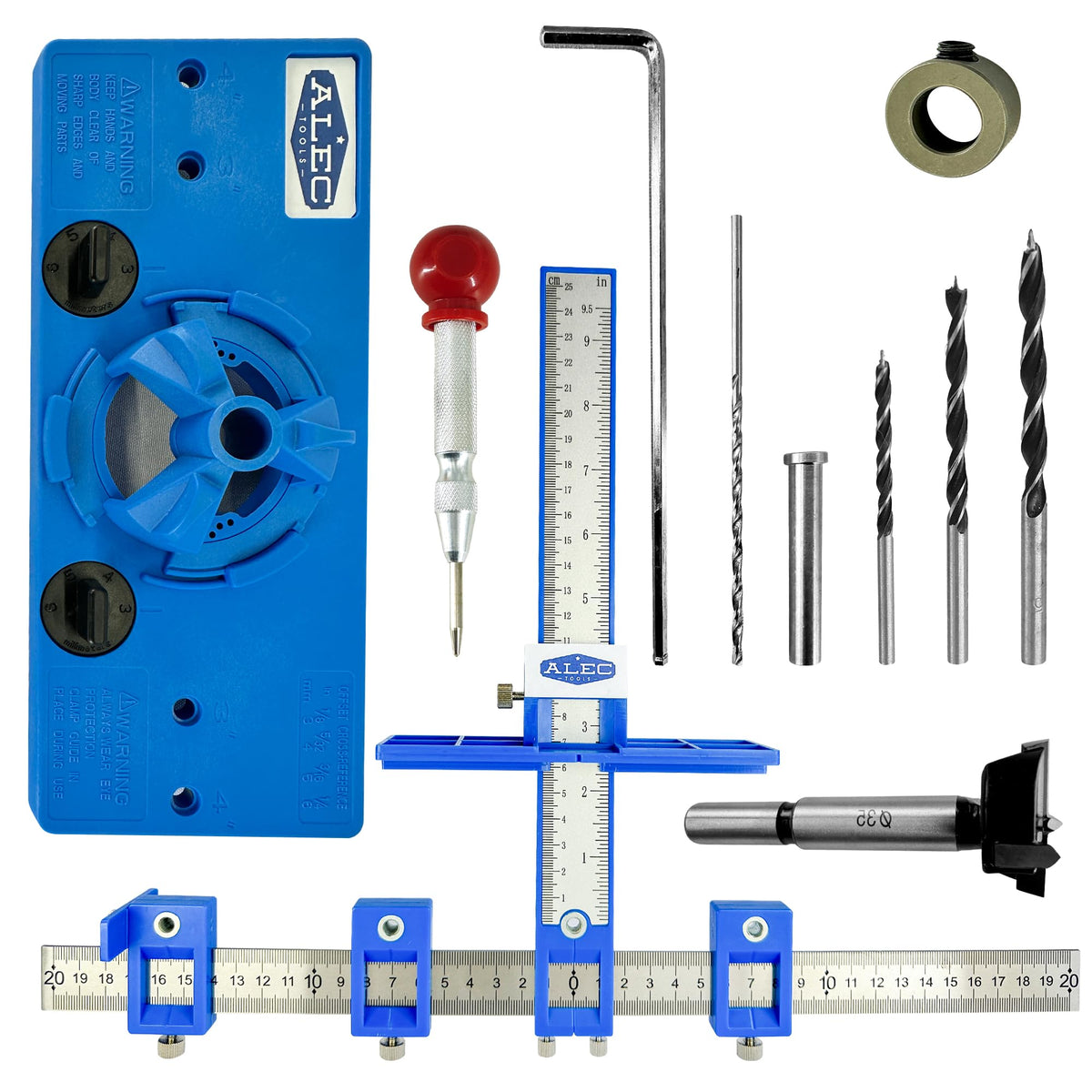 Alec Tools cabinet handle template jig for precise handle placement.