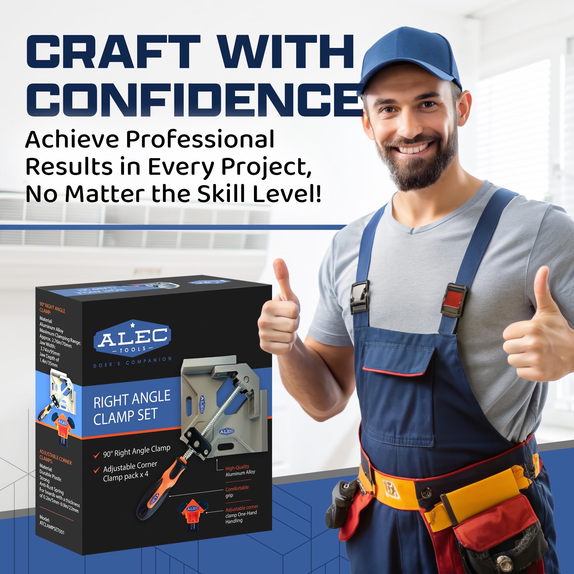 Alec Tools pack includes one clamp and four corner clips for complete setup