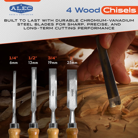 A close-up of Alec Tools Cr-V steel blades delivering crisp cuts.