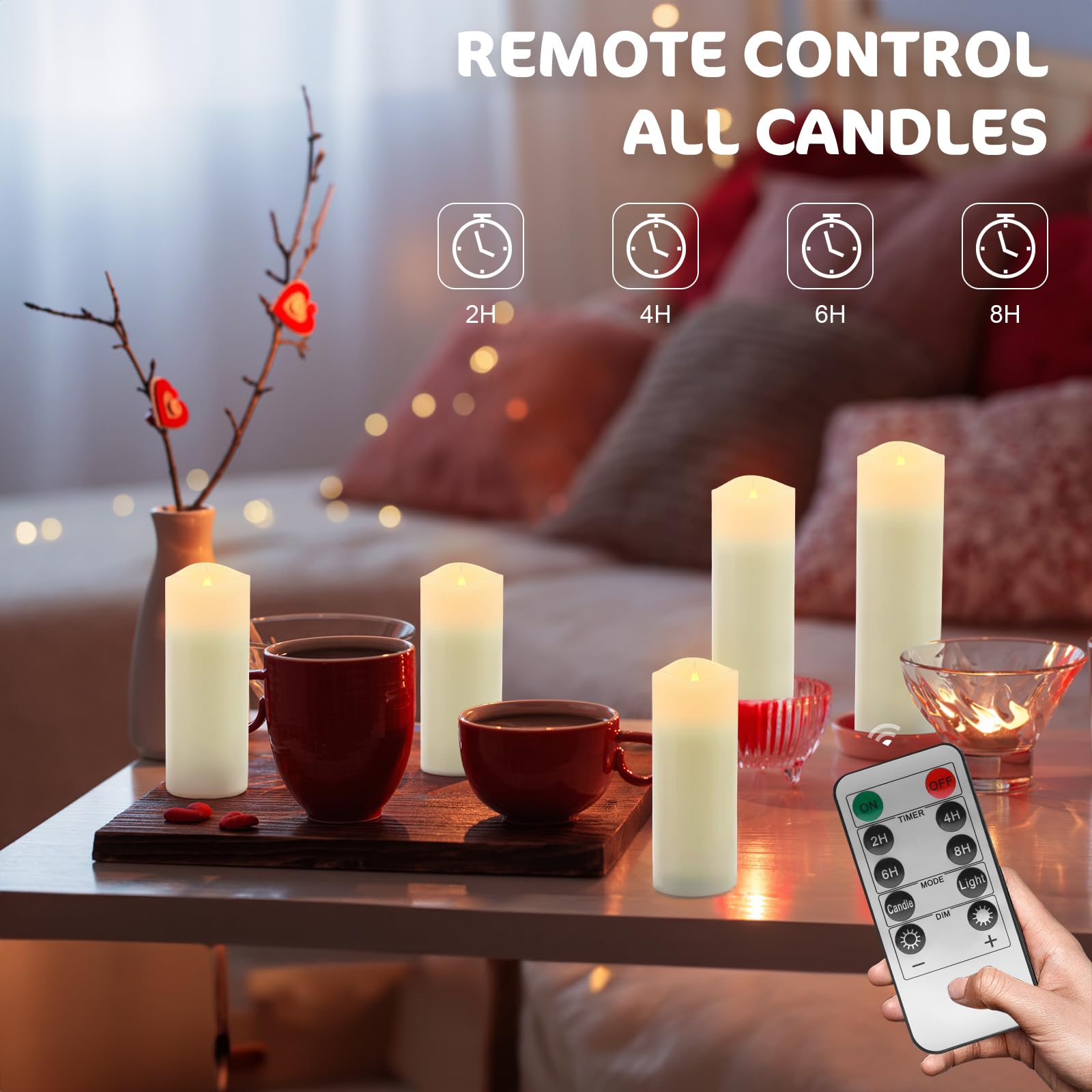 ALED LIGHT candle set in varied heights for dynamic decor.