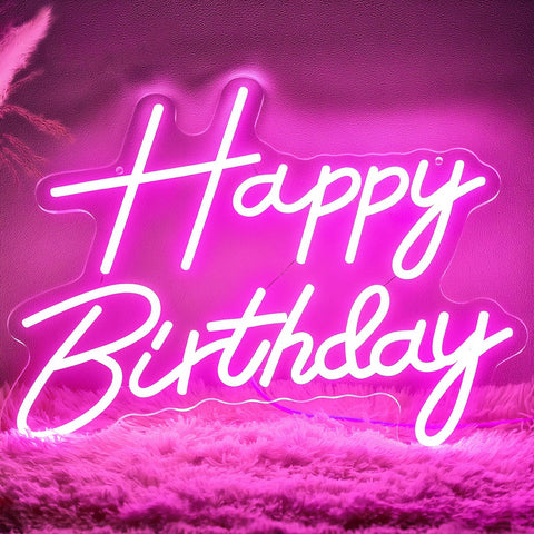 ALENEY Happy Birthday neon sign backdrop for vibrant party photos