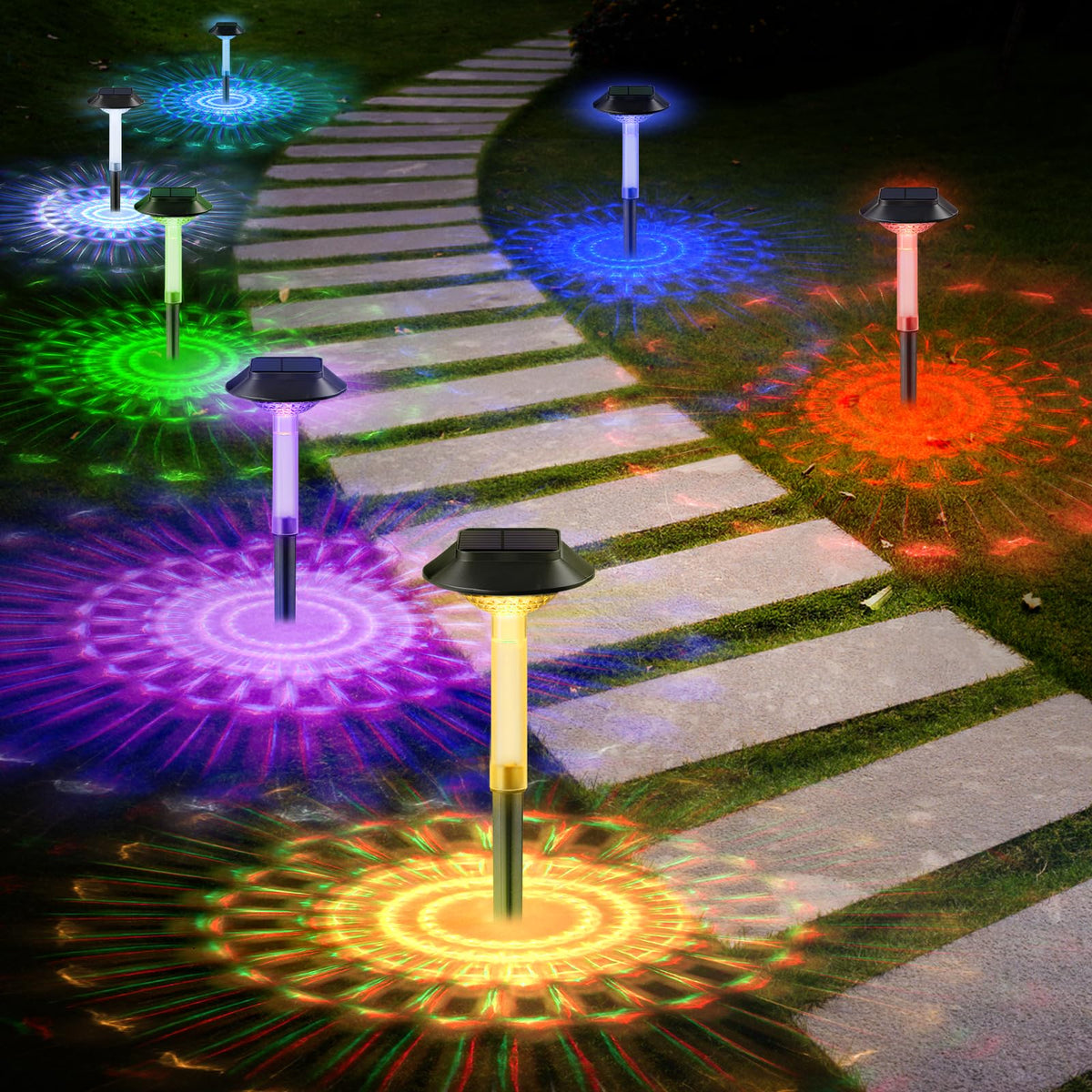 ALEPOD color-changing solar pathway light with RGB glow for paths