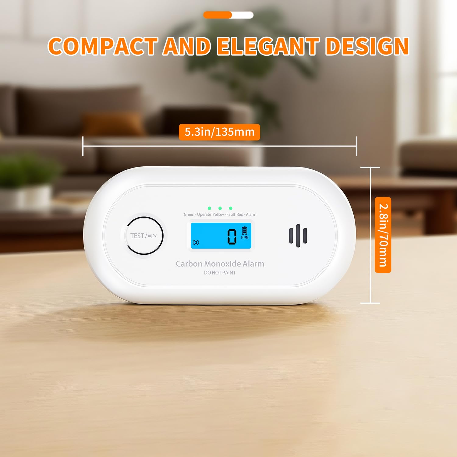 Alertlink CO detector with digital display showing live CO levels for quick monitoring.