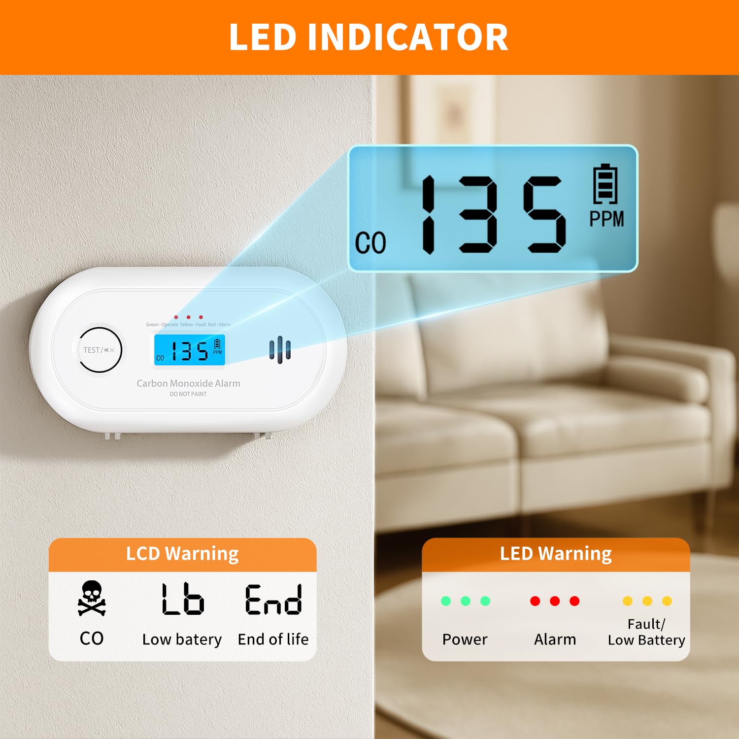 Alertlink CO detector portable design ideal for travel in hotels and RVs.