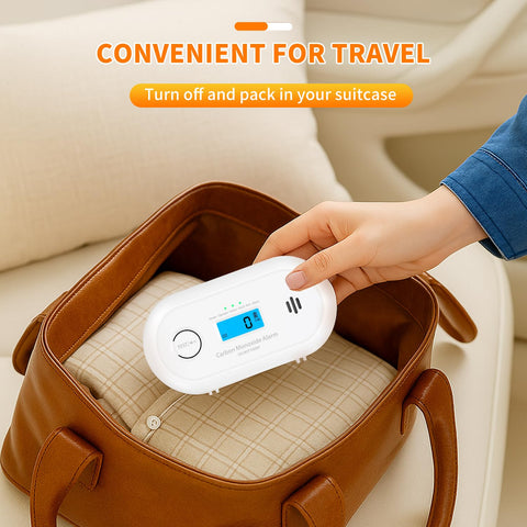 Alertlink CO detector travel-ready setup suitable for apartments and hotels.