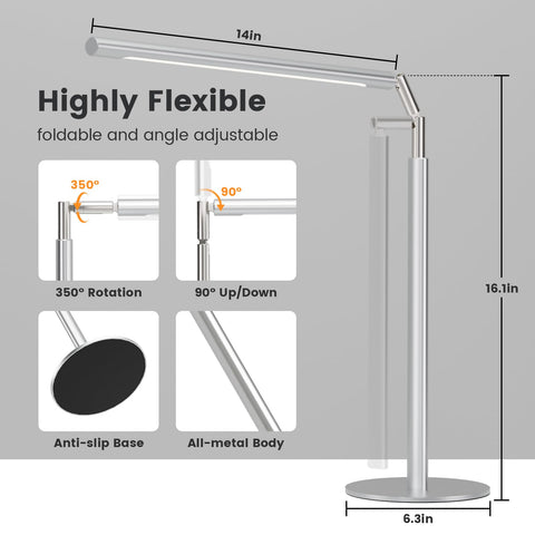 ALFELE desk lamp offers 4 color temperatures for reading and work.