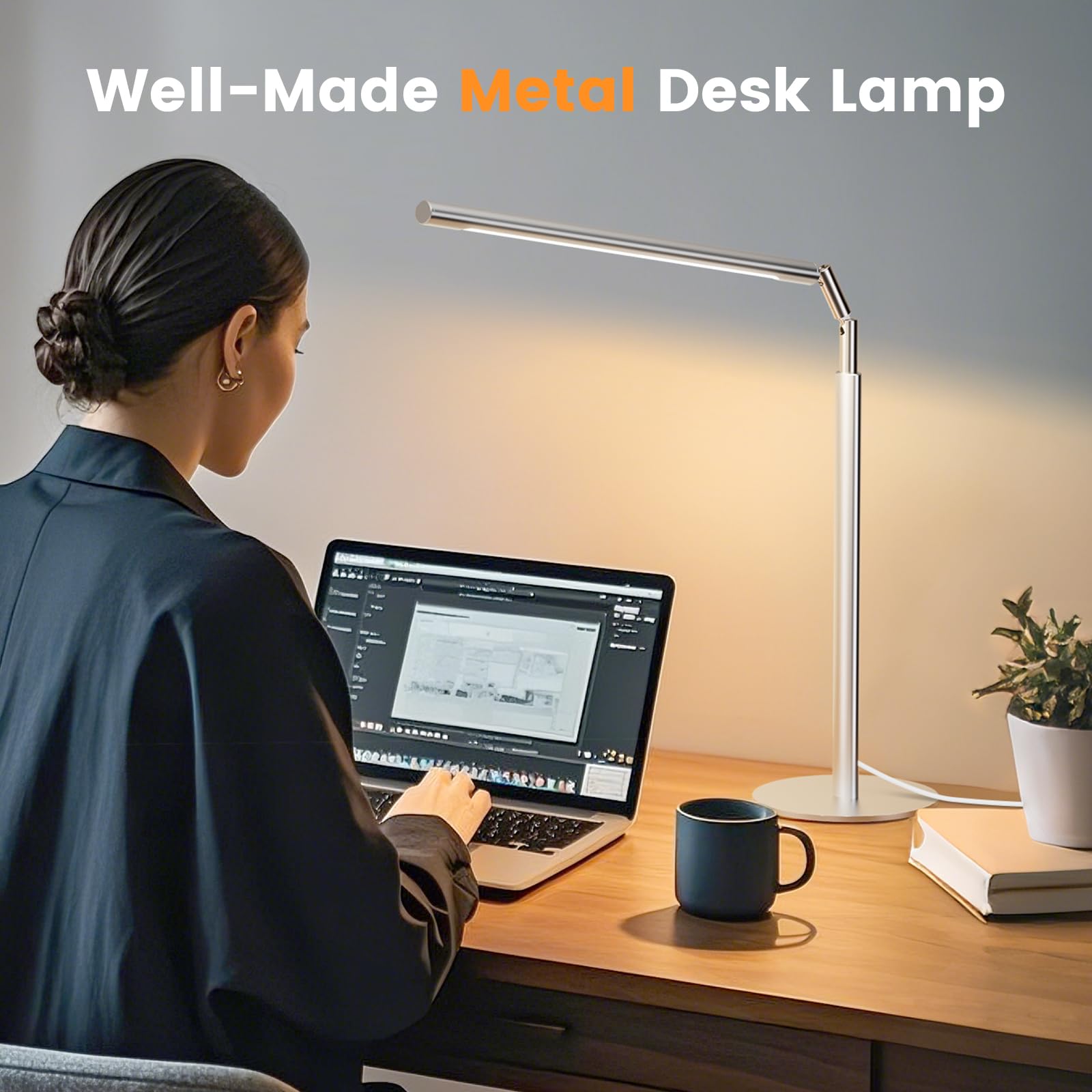ALFELE desk lamp head rotates 350 degrees for versatile lighting.