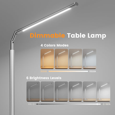 ALFELE metal desk lamp silver finish on a home office desk.