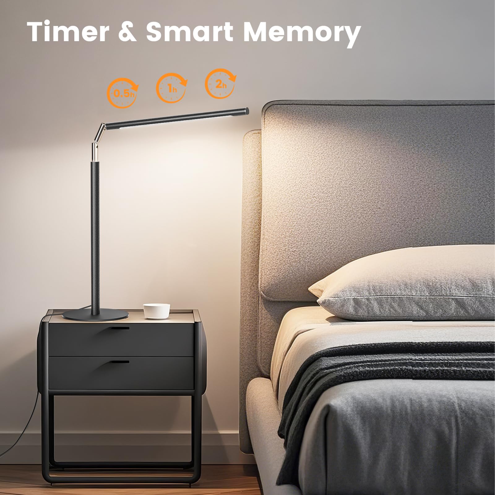 ALFELE six dimming levels let you tailor brightness for day or night study.