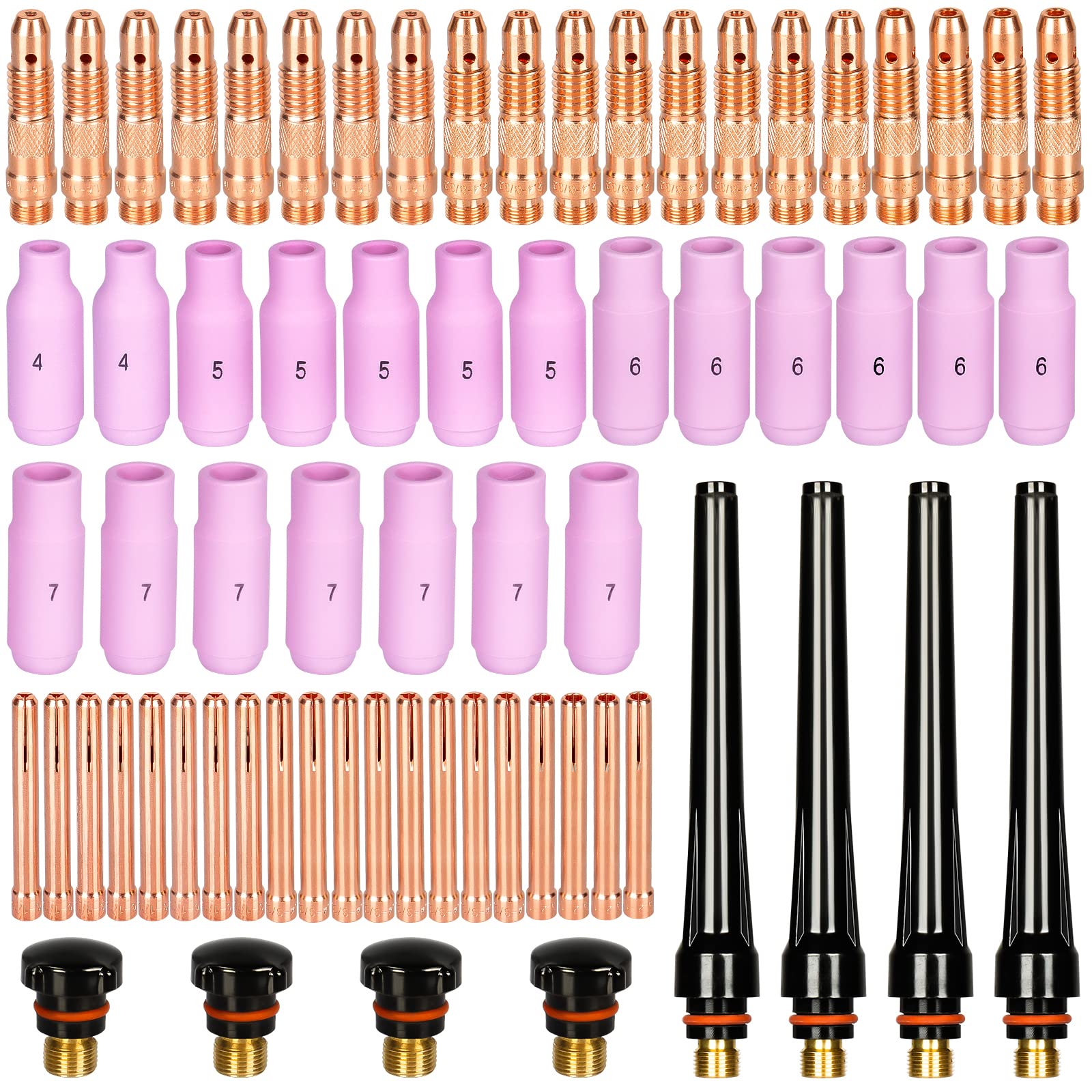 Alffun TIG back cap set enhances torch stability and arc control.