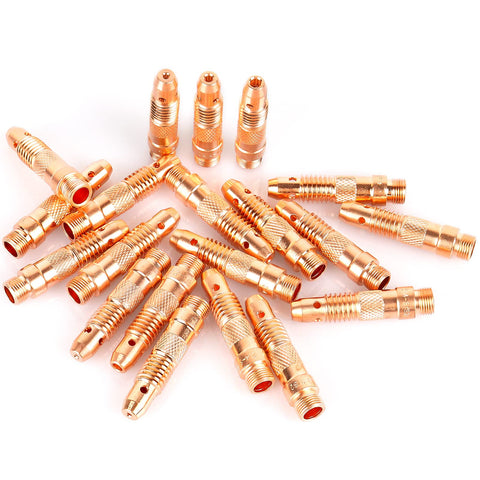 Alffun TIG collet set with multiple sizes for snug electrode fit.