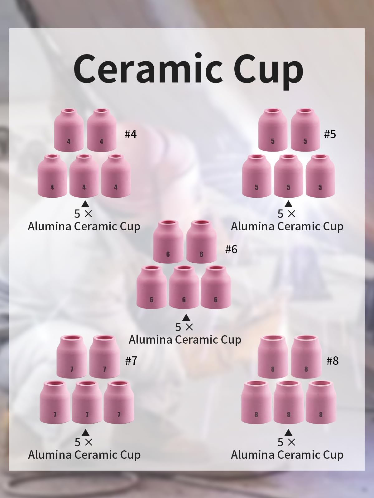 Alffun alumina ceramic cup number seven for controlled heat