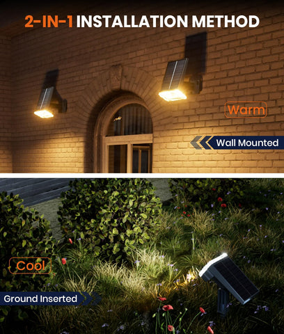 ALFIOT solar light easy-install with ground stake or wall mount