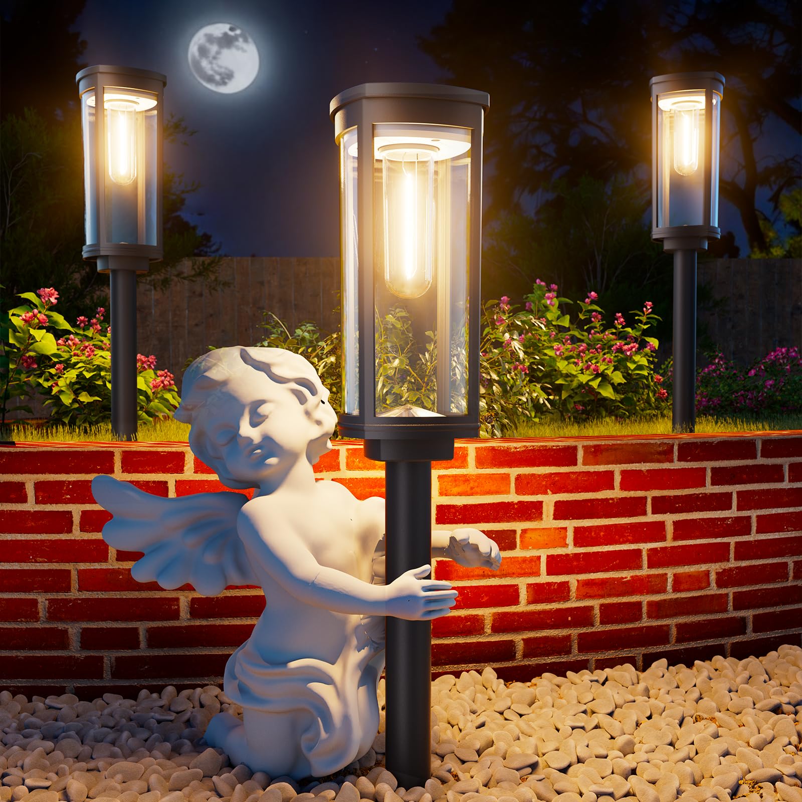 ALFIOT solar pathway light outdoor warm white illuminates durable, all-weather walkways.