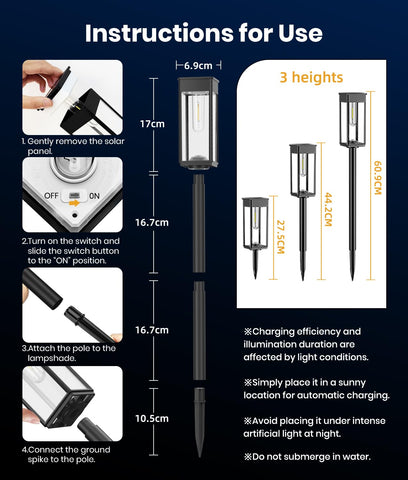 ALFIOT solar lights charge fully in 6-8 hours for ready evening use