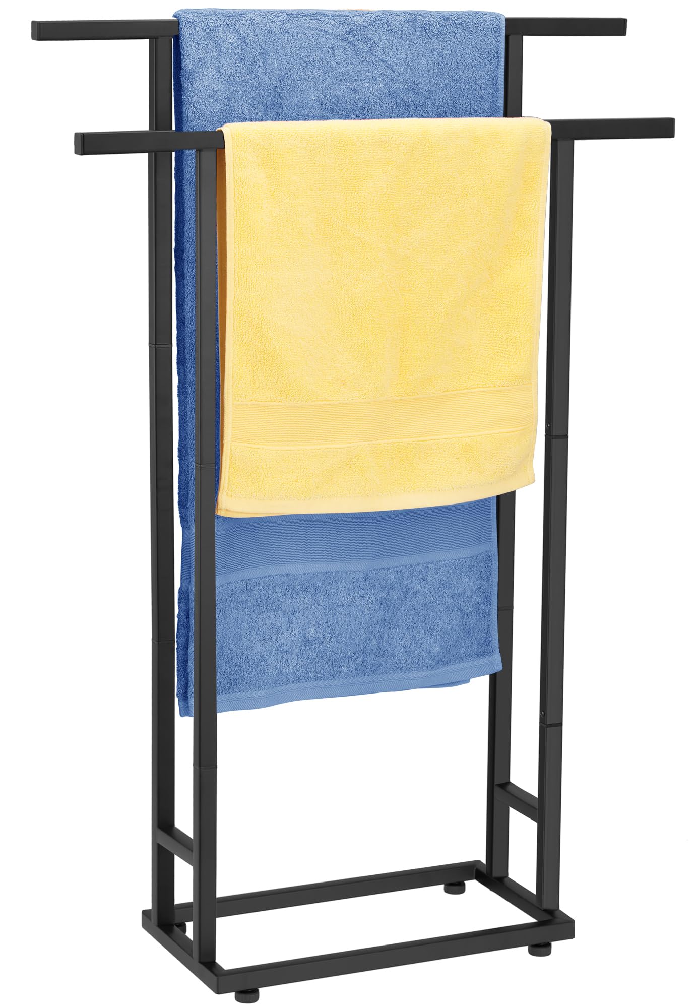 ALHAKIN standing towel rack with 37-inch height keeps towels dry and off the floor.