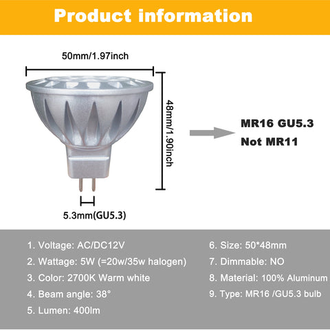 ALIDE aluminum heat sink design keeps MR16 bulbs cool and durable