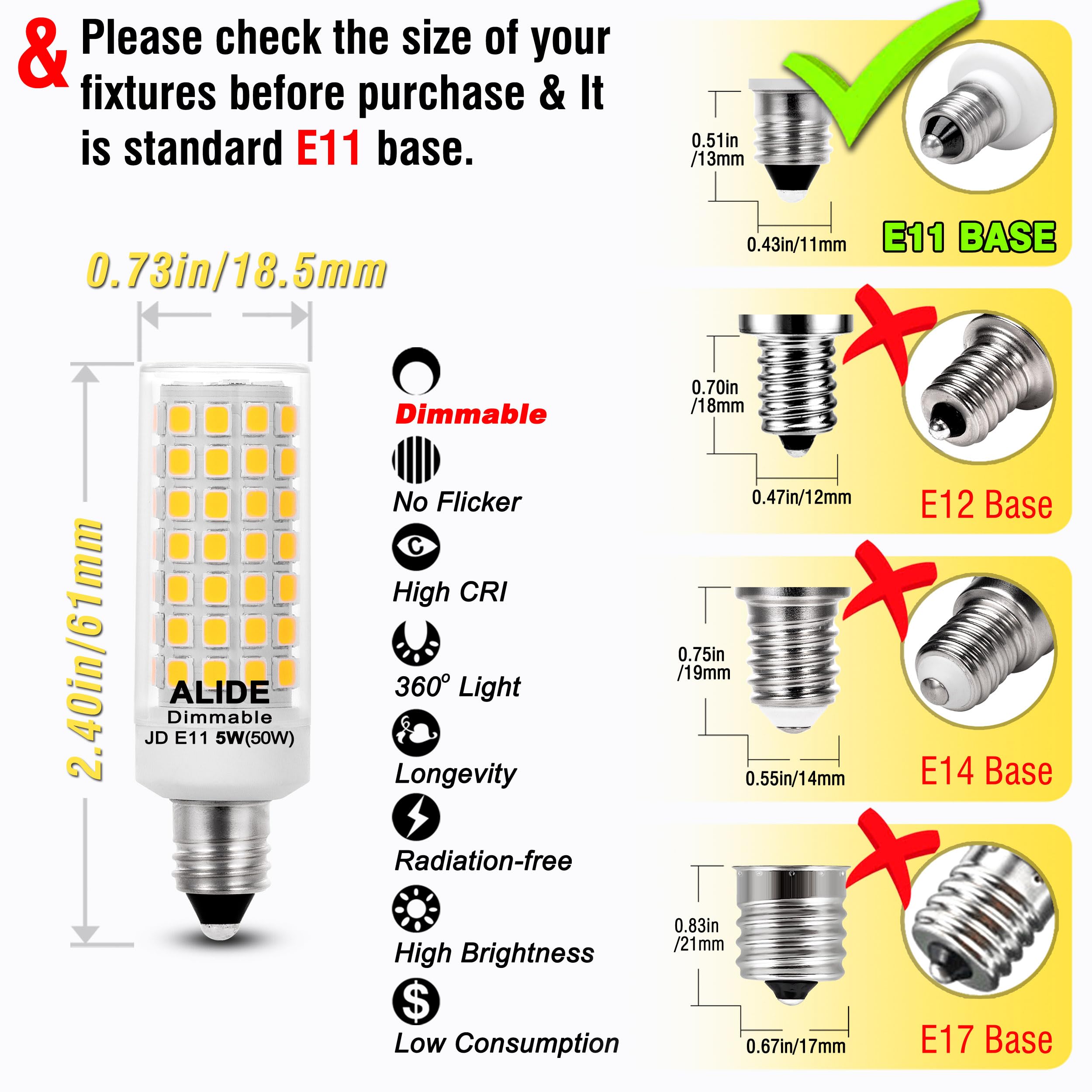ALIDE E11 LED bulbs energy saving 5W 500lm