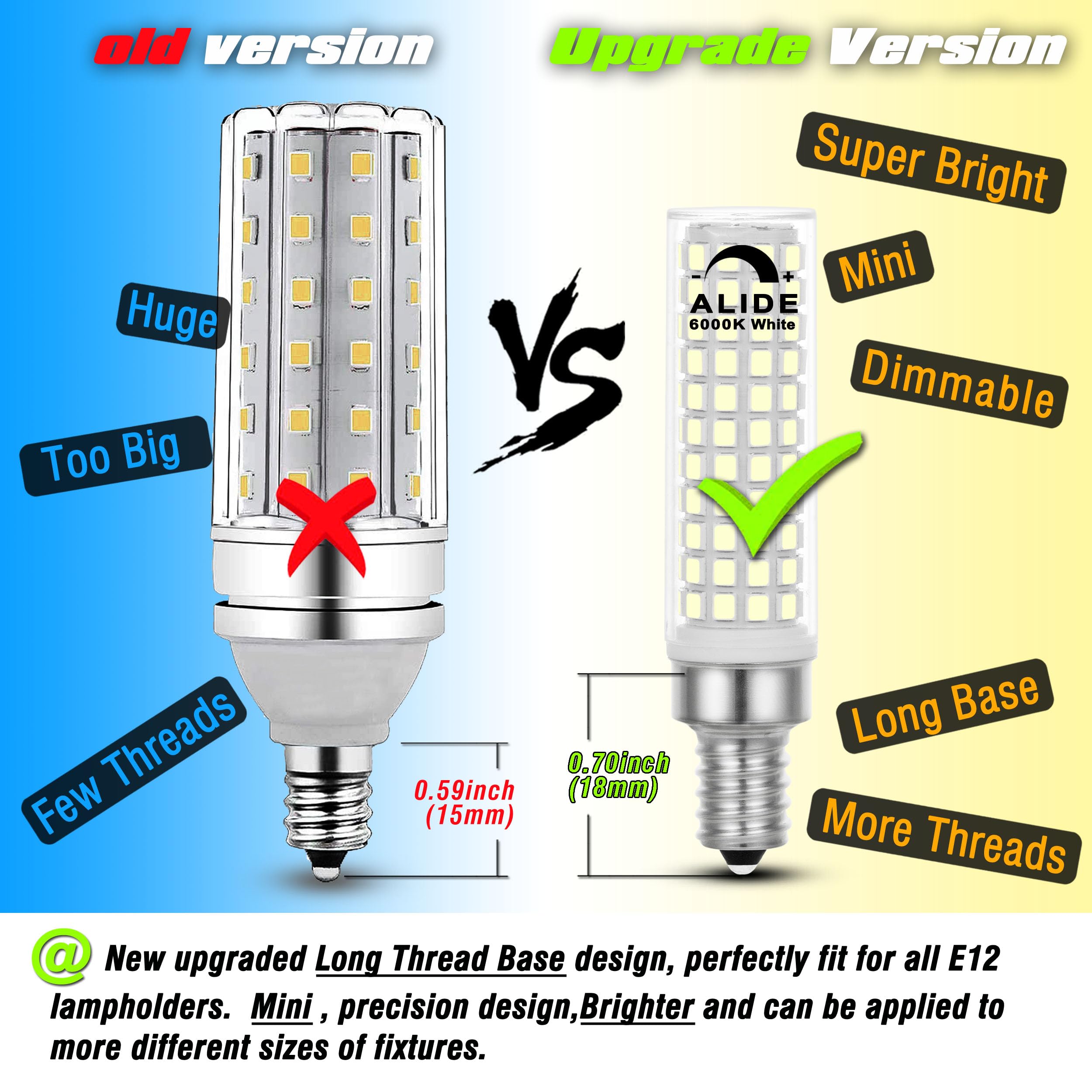 ALIDE E12 100W dimmable bulb in wall sconce with reliable dimming.