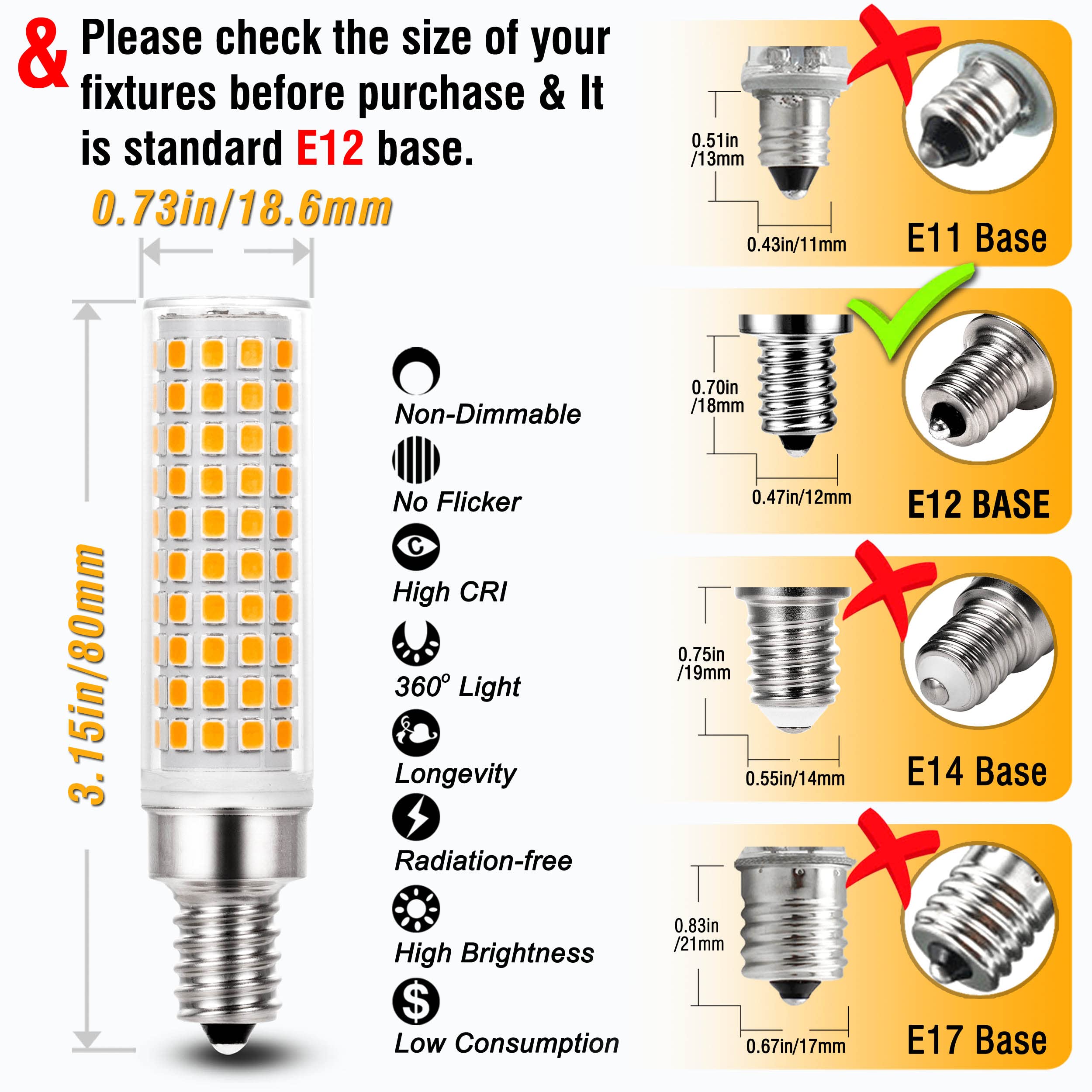 ALIDE E12 bulb non-dimmable option for ready to use lighting