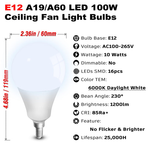 ALIDE E12 globe bulb delivering bright 1200 lumens for clarity
