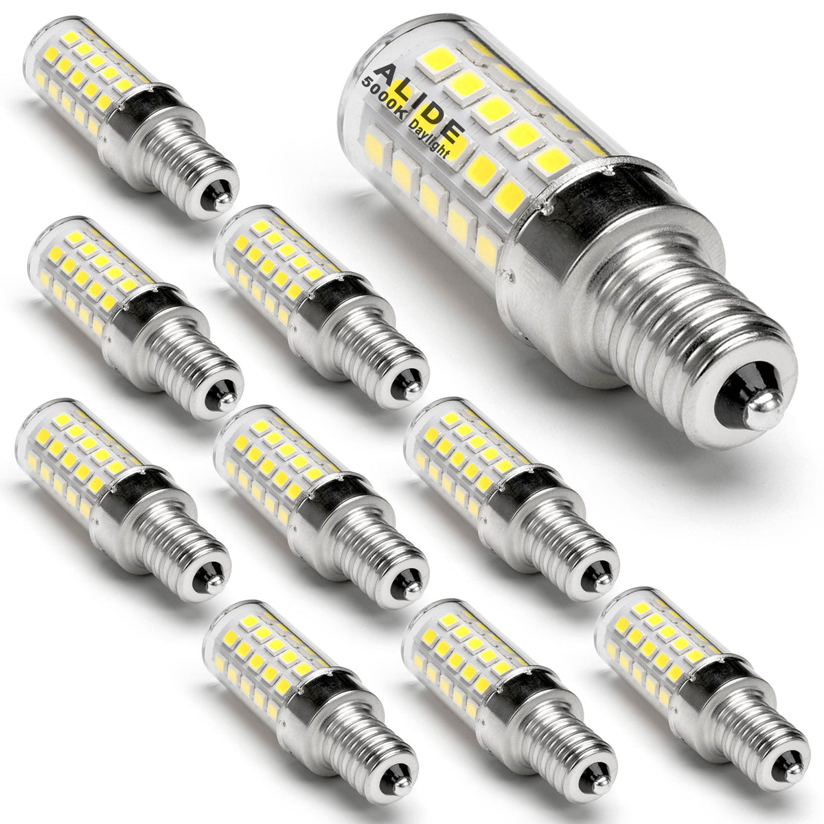 ALIDE E12 daylight LED bulb with 5000K, 550 lm, ideal for bright living spaces