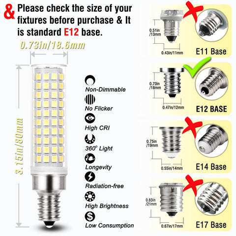 ALIDE E12 non-dimmable design provides steady light in fixed-voltage fixtures.