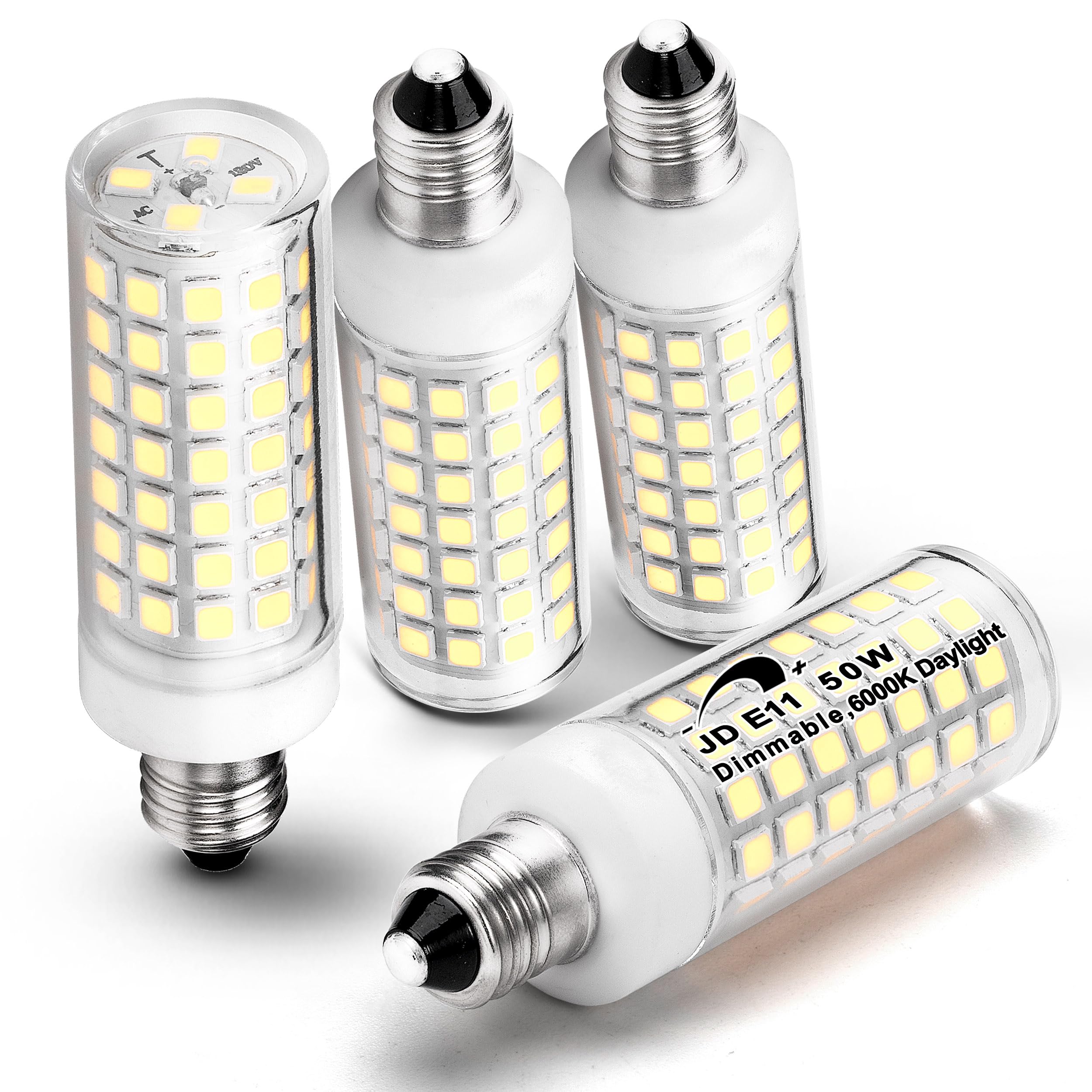 ALIDE JDE11 LED bulb front view showing daylight brightness for chandeliers