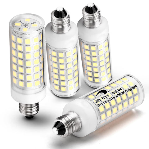 ALIDE JDE11 LED bulb front view showing daylight brightness for chandeliers
