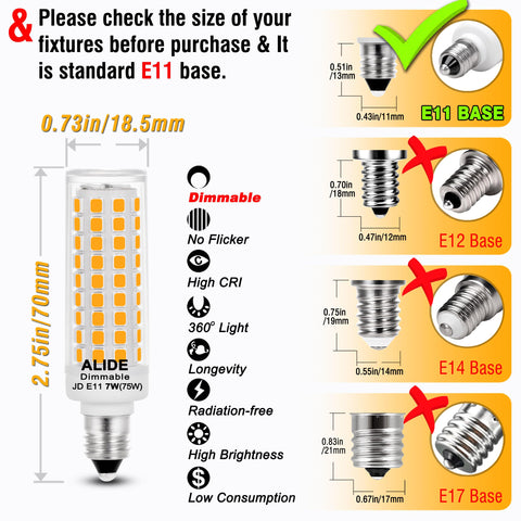 ALIDE JDE11 LED bulbs ideal for chandeliers ceiling fans and cabinets.