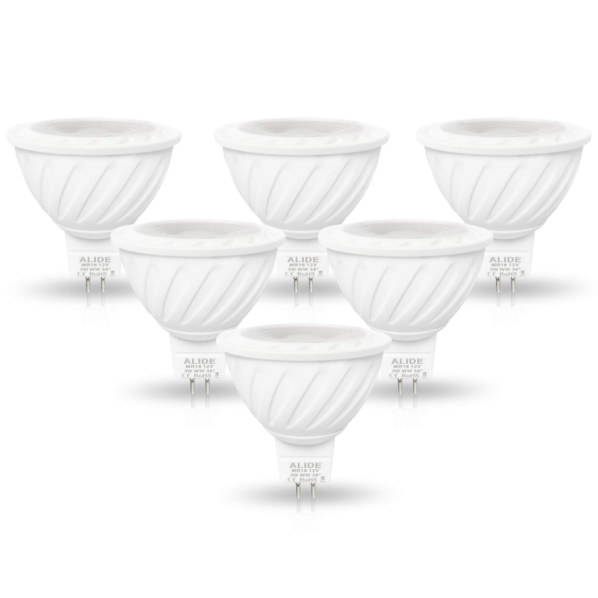 ALIDE MR16 3W LED bulbs pack for easy halogen replacement with bright 270lm output